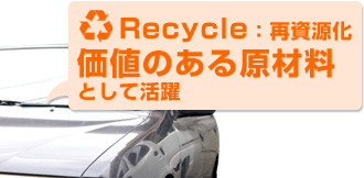 Recycle：再資源化　価値のある原材料として活躍